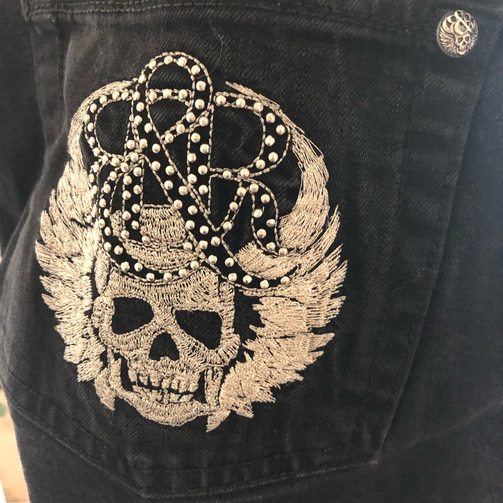 Rock republic limited ed silver skull skinny jeans